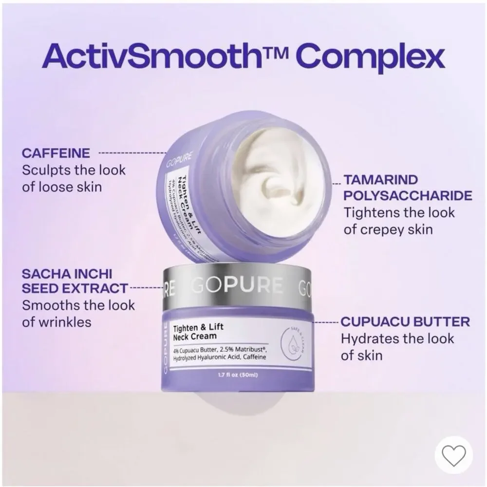 New & Sealed! Go Pure Tighten & Lift Neck Firming Cream 1.7 Oz 50ml